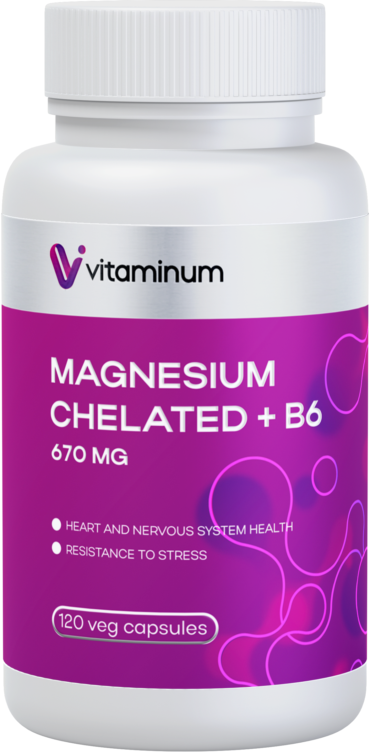  Vitaminum МАГНИЙ ХЕЛАТ + витамин В6 (670 MG) 120 капсул 800 мг  в Юрге
